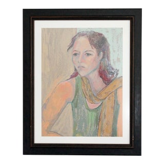 Vintage Framed Colored Pencil Sketch For Sale