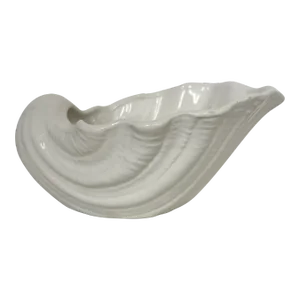White Italian Ceramic Shell Cachepot