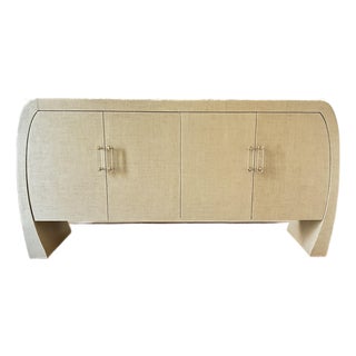 Kravet Covered Grasscloth Sideboard, Attributed For Sale