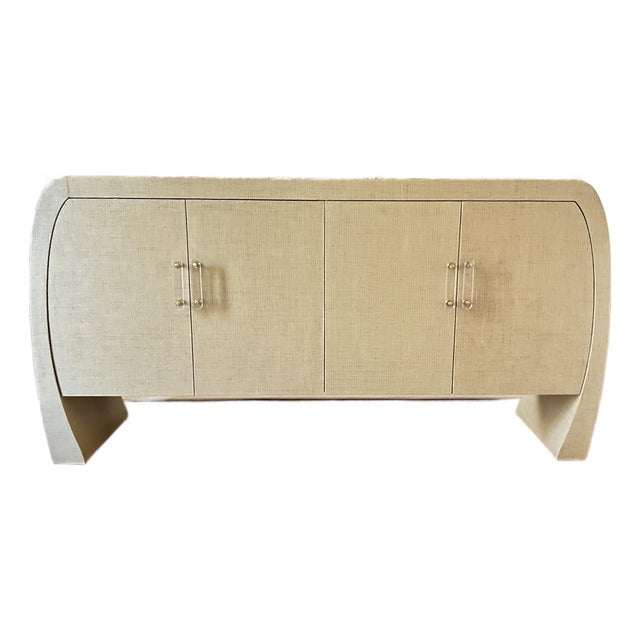 Kravet Covered Grasscloth Sideboard, Attributed For Sale