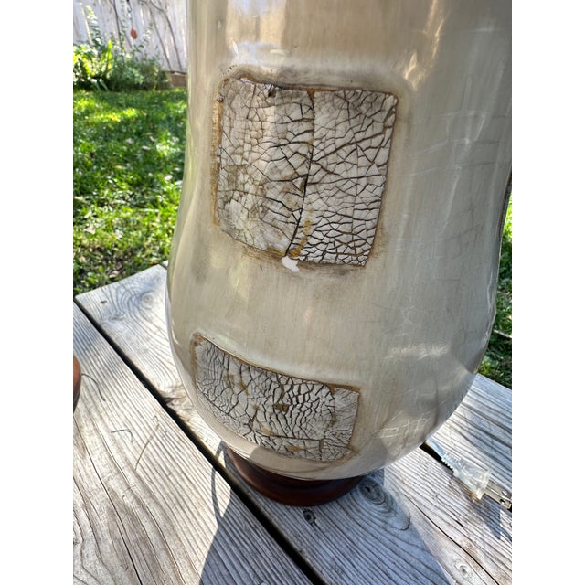 Pair of Heavy Vintage Ceramic & Wood Table Lamps by the Natural Light Co For Sale - Image 14 of 16