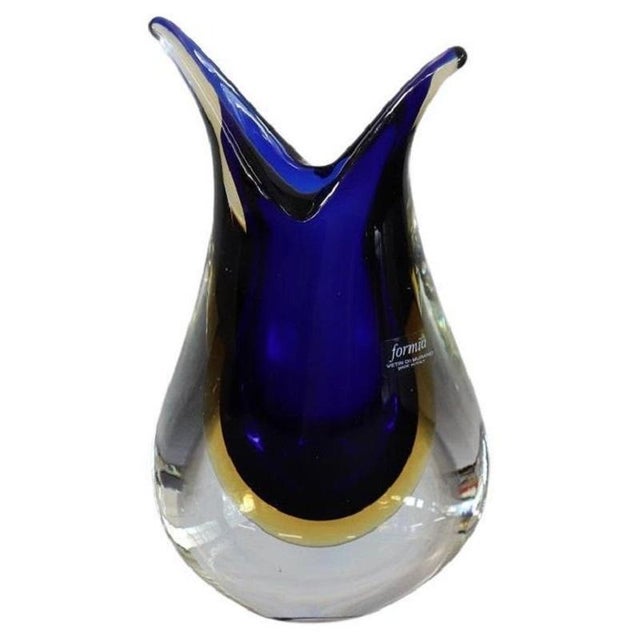 Blue and Yellow Murano Glass Vase from Formia, 1970s For Sale - Image 14 of 14