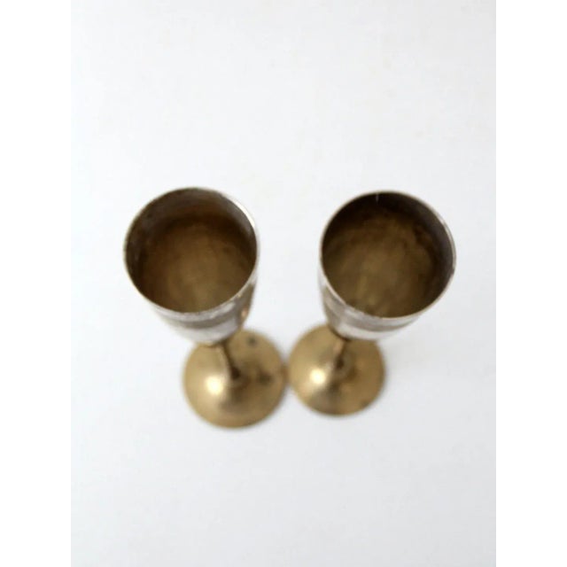 Mid-Century Modern Vintage Brass & Silver Plated Champagne Flutes Pair For Sale - Image 3 of 11