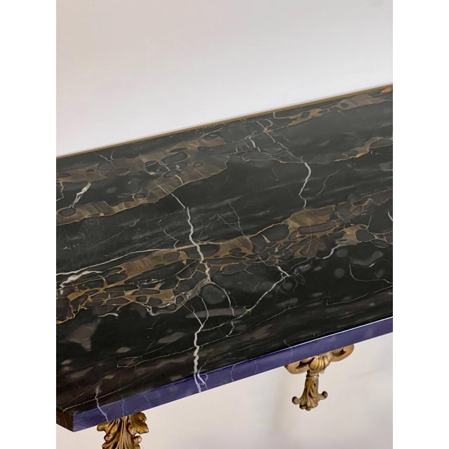 Oscar Bach Attributed Gilded Iron Console With Beveled Mirror, Marble Top, C. 1920 For Sale - Image 17 of 18
