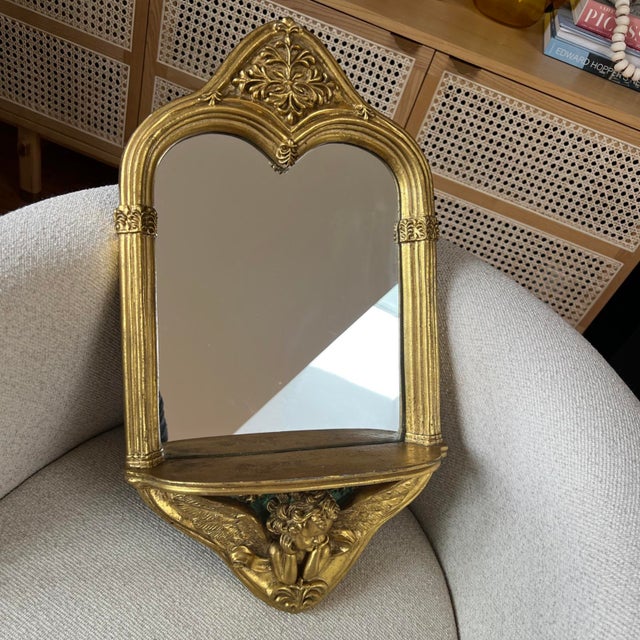 Italian Rococo Revival Gilt Wood Mirror With Shelf, C. 1960s 22" For Sale - Image 14 of 14