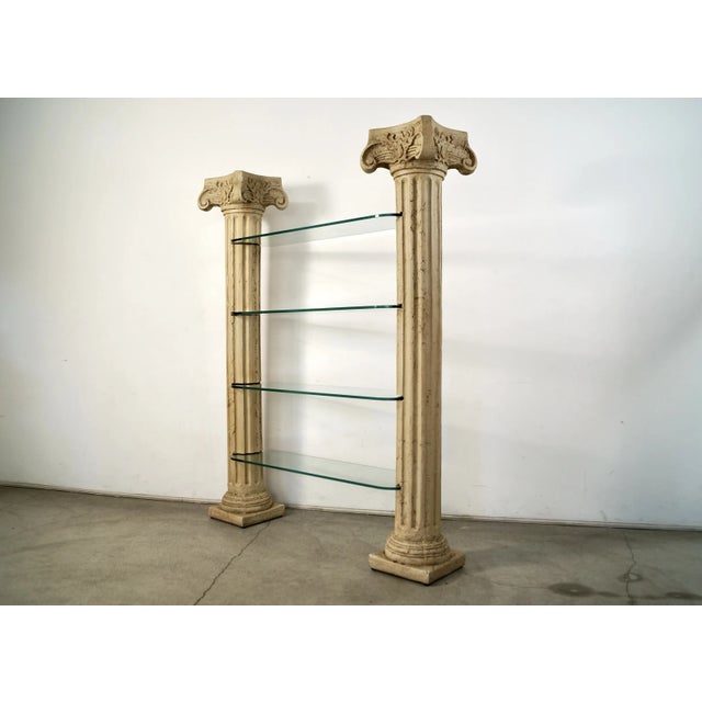 Postmodern 1980’s Postmodern Roman Columns & Glass Shelf For Sale - Image 3 of 12