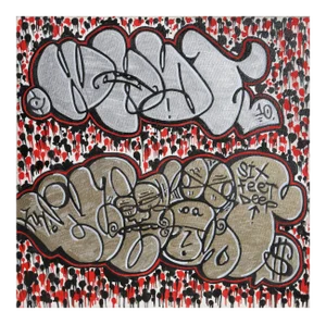 Sfd (Aka Six Feet Deep), Silver and Gold Tags (Money), Mixed Media on Canvas