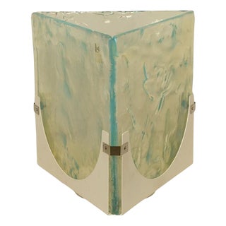 Large Cube Shaped Blue Glass Table Light from Leucos, 1970 For Sale