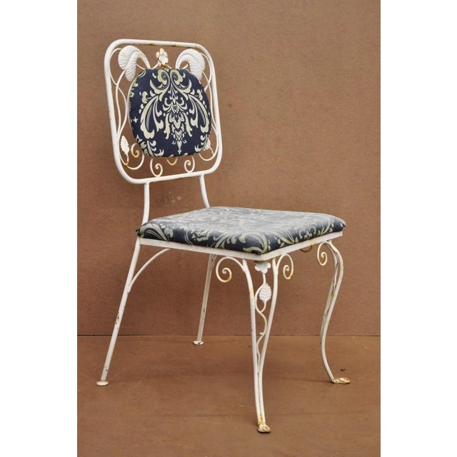 Vintage French Art Nouveau Style Floral Wrought Iron Garden Dining Chairs - Set of 4. Item features floral and leafy...