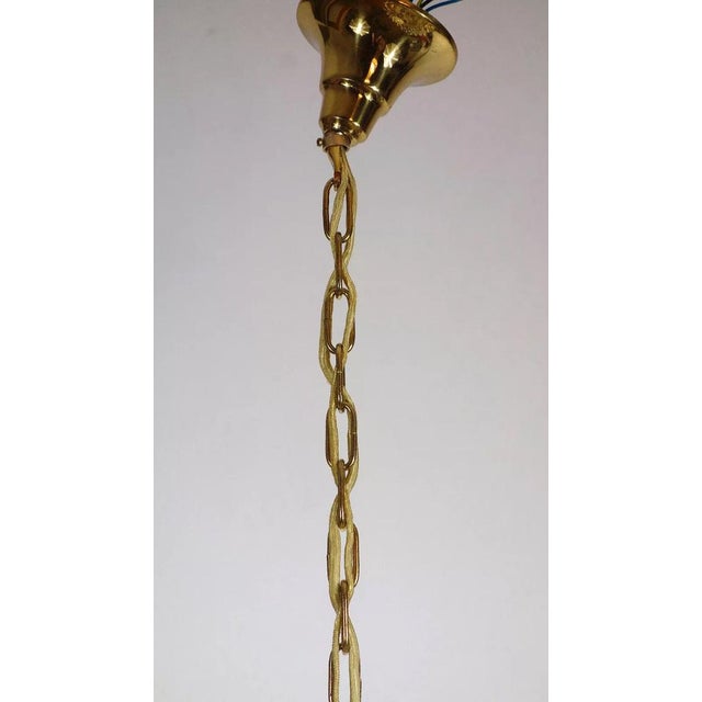Brass & Lead Crystal Chandelier from Palwa For Sale - Image 9 of 15