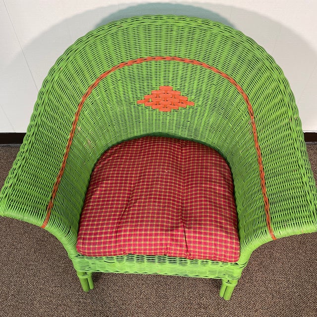 Vintage Green Wicker Chair Chairish