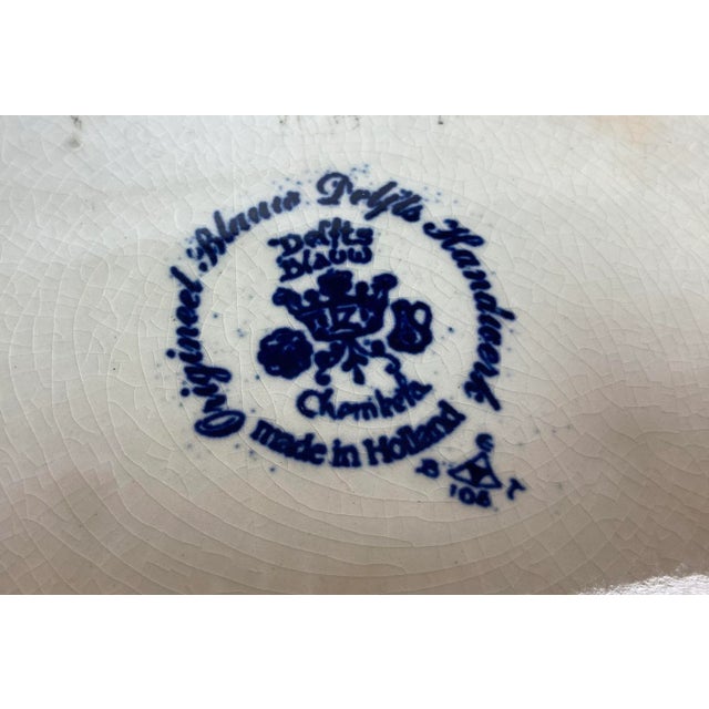 Vintage Dutch Delfts Blauw Volendam Fisherman Blue & White Wall Charger Holland For Sale In Palm Springs - Image 6 of 12