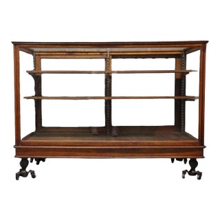 Antique Country Store Oak Display Case With Feet C1920 For Sale