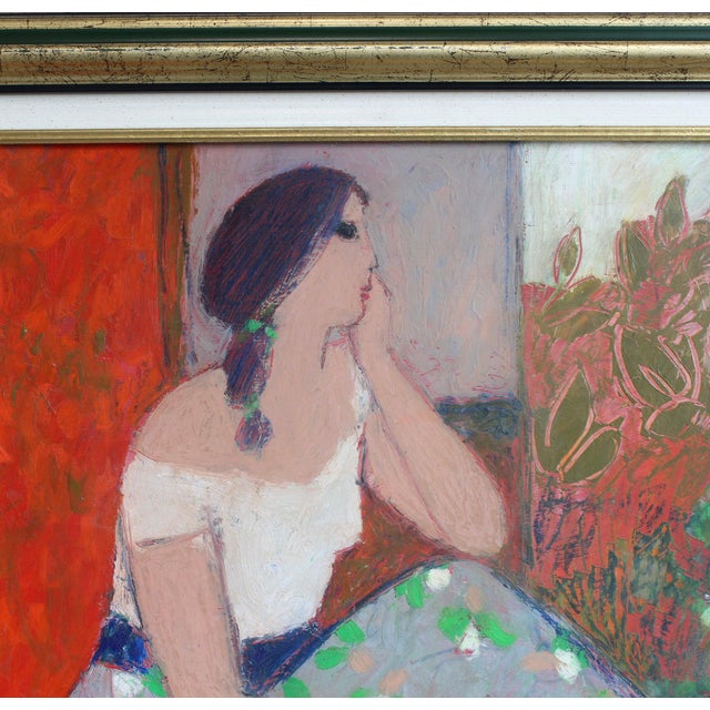 Michel Sarazin, Portrait of a Pensive Woman, 2000s, Oil Pastel on Board, Framed For Sale - Image 6 of 18