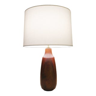 1960s Danish Mid Century Modern Turned Staved Walnut Bottle Table Lamp 1960's Unused Nos New-Old-Stock Gunnar Bostlund For Sale