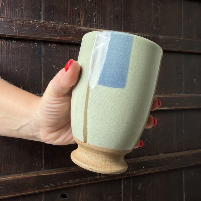 Japanese Ceramic Yunomi Tea Cups, 1980s, Set of 2 For Sale - Image 4 of 12