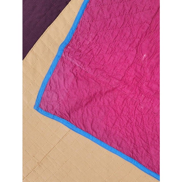 Textile 1930s Amish Wool Center Diamond in a Square Quilt For Sale - Image 7 of 8