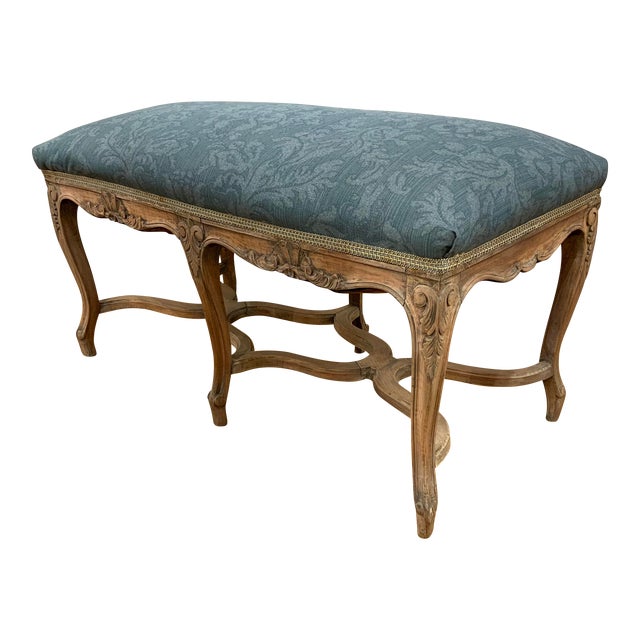 Vintage Louis XV Style Upholstered Window Bench For Sale