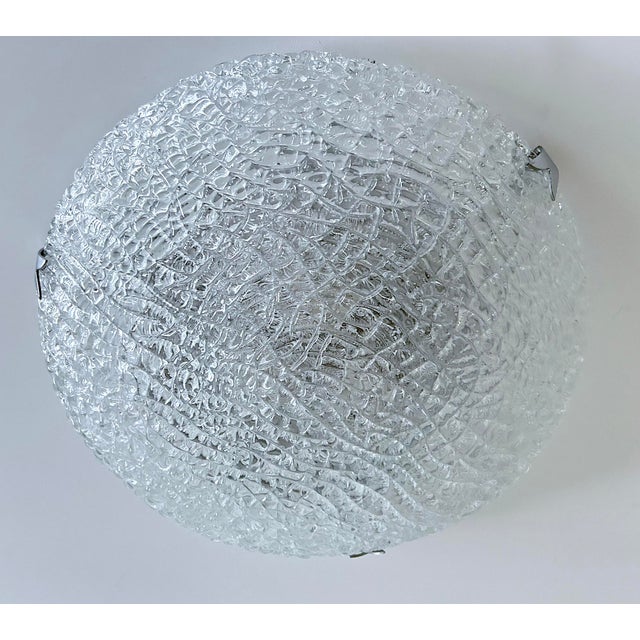 1970s Large Brutalist Glass Flush Mount from Kaiser Leuchten, 1970s For Sale - Image 5 of 11
