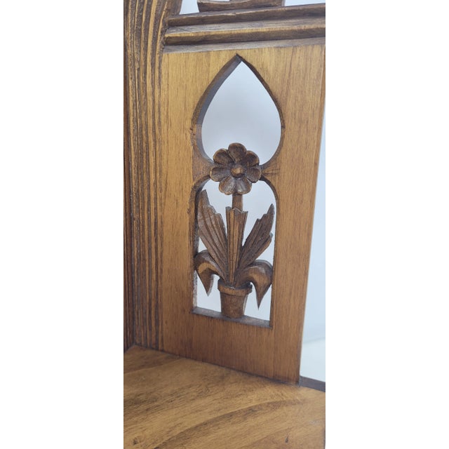 Vintage Wood Wall or Table Shelf Display Hand Craved Flower Alter For Sale - Image 6 of 6