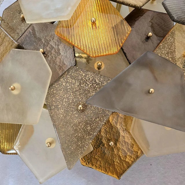 1980s Glass Mid Century Modern Flush Mount, Italy For Sale - Image 9 of 10