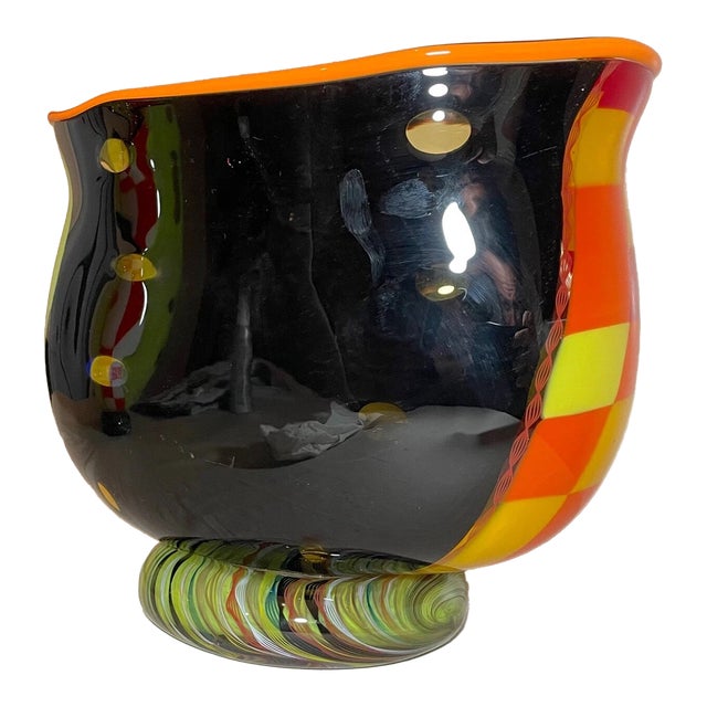 Large Blown Harry Stuart RPM Studio Centerpiece Bowl Art Glass Sculpture Vase For Sale