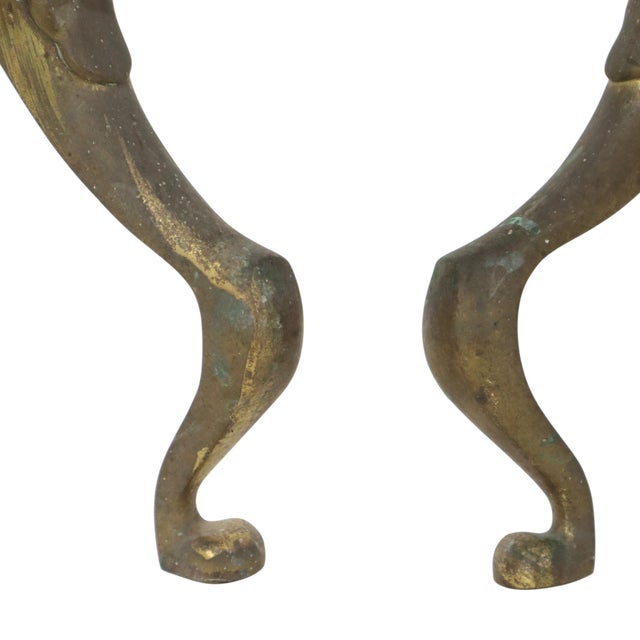 Antique British Victorian Brass Fire Dogs, 1880, Set of 2 For Sale - Image 13 of 18