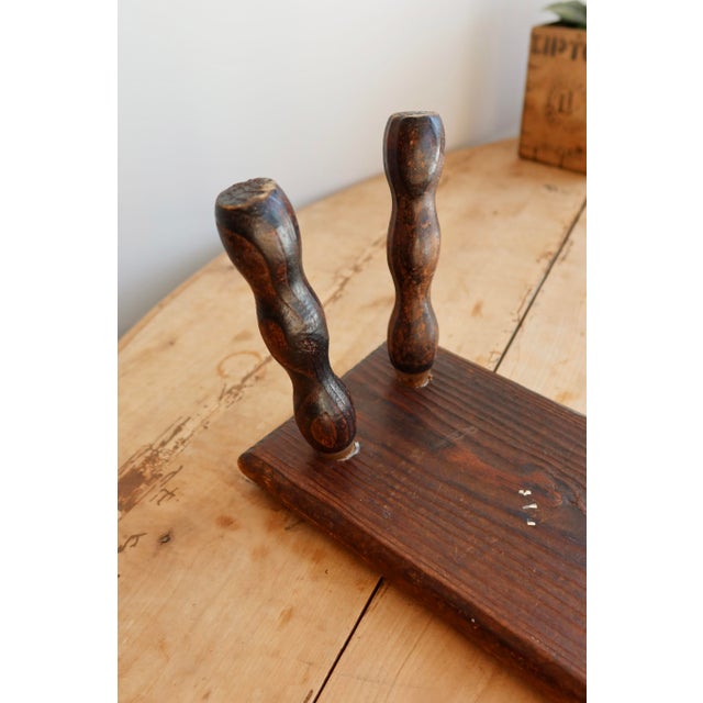Vintage Rectangular Stool in Dark Wood with Turned Legs, 1970s For Sale - Image 6 of 8