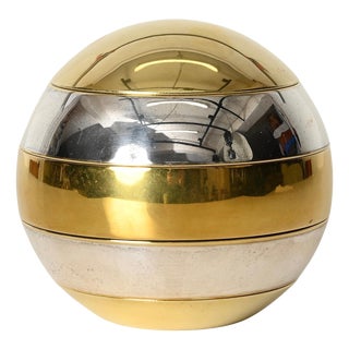 Egg Stackable Ashtray / Catchall in Brass and Chrome by Tommaso Barbi, Italy, 1970s For Sale