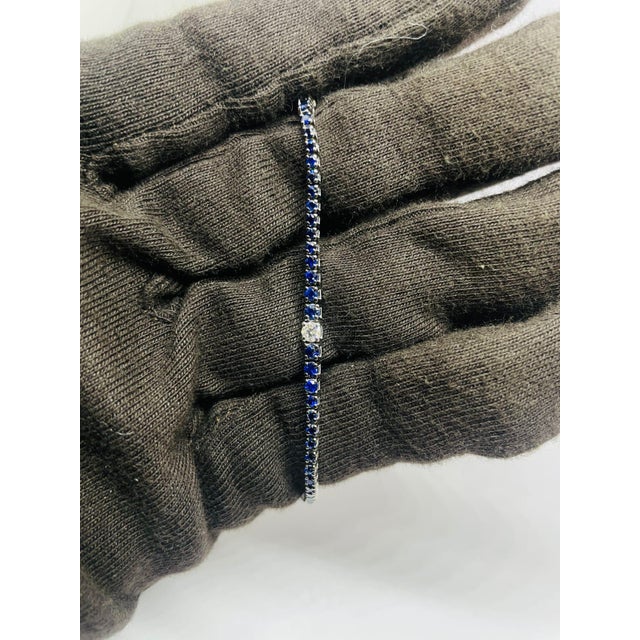 Early 21st Century Natural 18k Gold Blue Sapphire 2.74ct & Diamond 0.45ct Bracelet For Sale - Image 5 of 10