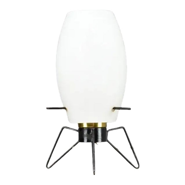 1950's Glass & Metal Table Lamp For Sale