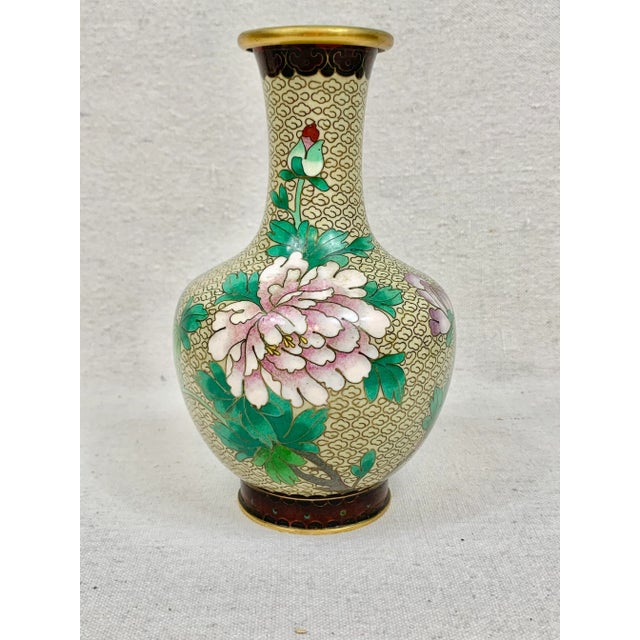 Vintage Floral Cloisonne Vase For Sale - Image 10 of 10
