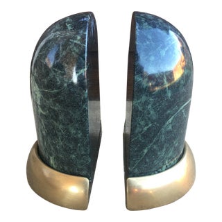 Vintage Marble and Brass Bookends - a Pair For Sale
