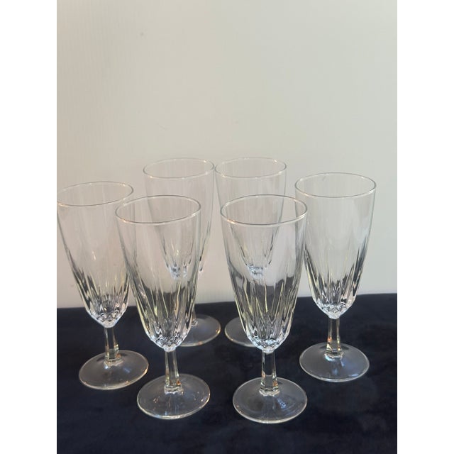1970s "Diamant" Crystal d'Arques-Durand France 6" Tall Champagne Fluted Set of Six(6) For Sale - Image 17 of 18