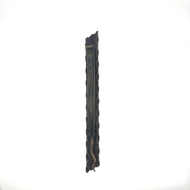 Hand-Forged Wrought Iron Door Pull (Gold Patina) Raw Edge Rustic Entry Hardware For Sale - Image 4 of 6