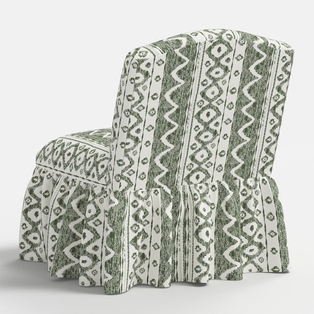 Ashburn Ruffle Slipper Chair in Linny Ikat Sage For Sale In Chicago - Image 6 of 7