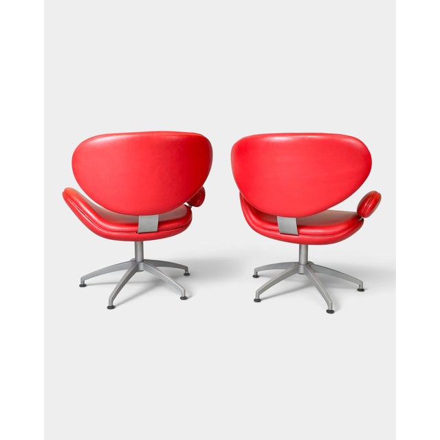 Mid-Century Modern Danish Bird Lounge Chairs in Red Leather from Preben Fabricius & Jørgen Kastholm, 1960s, Set of 2 For Sale - Image 3 of 6