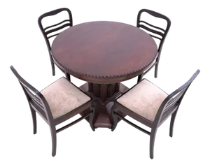 Antique Table and Chairs, 1890s, Set of 5