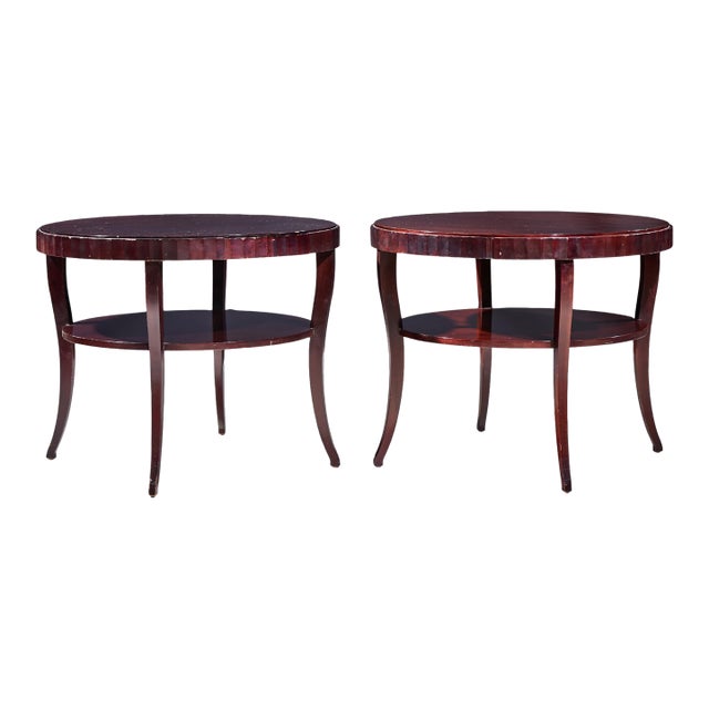 Barbara Barry for Baker Mahogany Fluted Edge Side End Table - Pair For Sale