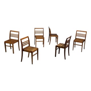 Rene Gabriel, Reconstruction Era Dining Chairs, Beech Wood, France, 1940s For Sale