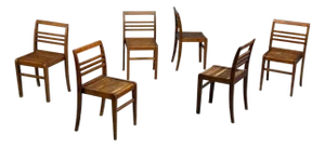 Rene Gabriel, Reconstruction Era Dining Chairs, Beech Wood, France, 1940s