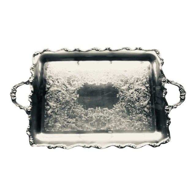 Vintage Webster Wilcox Rose Pattern Silver Plated Tray For Sale