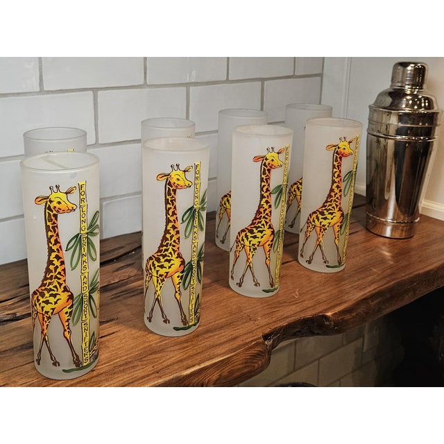 1950s Mid Century Modern Gay Fad Studios' "Giraffe" Tom Collins Glasses - Set of 8 For Sale - Image 4 of 16