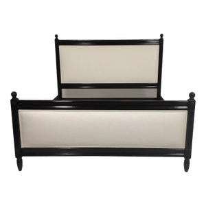 Modern Cream Chenille Upholstered Cal King Size Bedframe