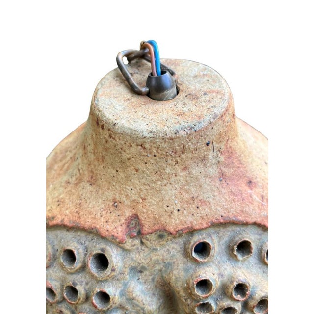1960s Bernard Rooke Brutalist Stoneware Pendant Lamp 1960s England For Sale - Image 4 of 8