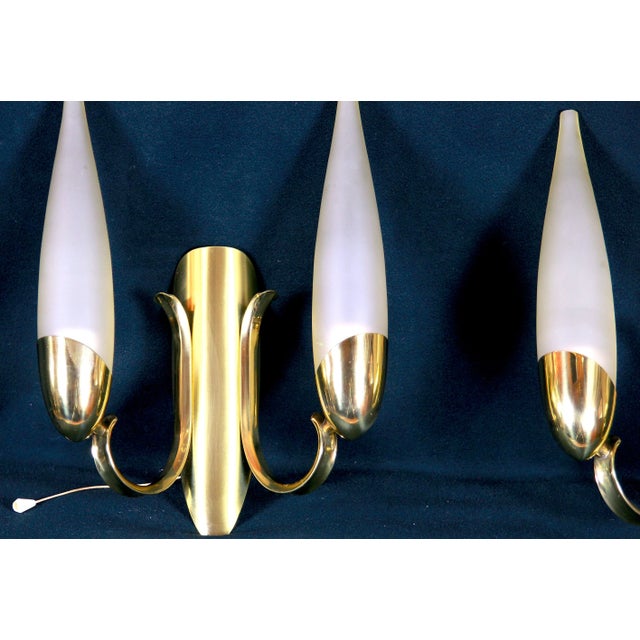 Arredoluce Angelo Lelli for Arredoluce Brass Double Sconces, Mid-Century Italy - A Pair For Sale - Image 4 of 5