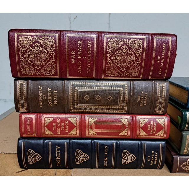 Franklin Library Vintage Leather Books Set of Nine. From the late 70's and 80's. One signed the others classic 100 books...