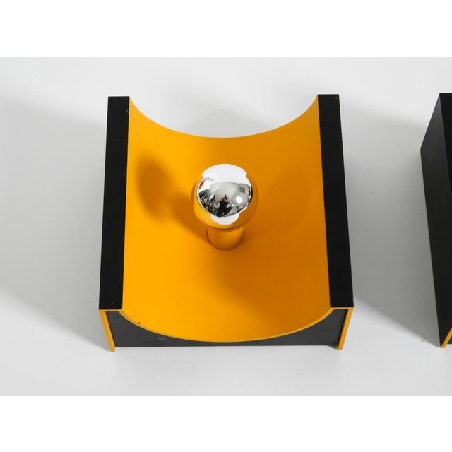Space Age Metal Wall Lamps in Yellow and Black by Klaus Hempel for Kaiser Leuchten, 1960s, Set of 2 For Sale - Image 11 of 18