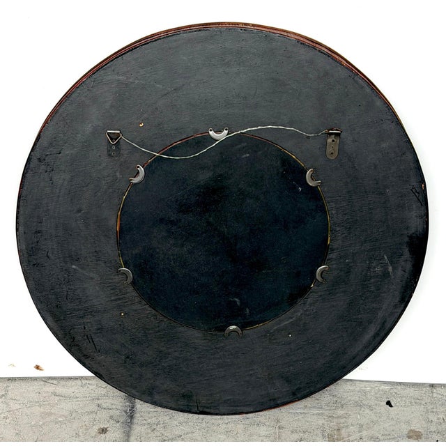 Modernist Bamboo, Rattan & Wood Circular Mirror Late 20th Century For Sale - Image 9 of 10