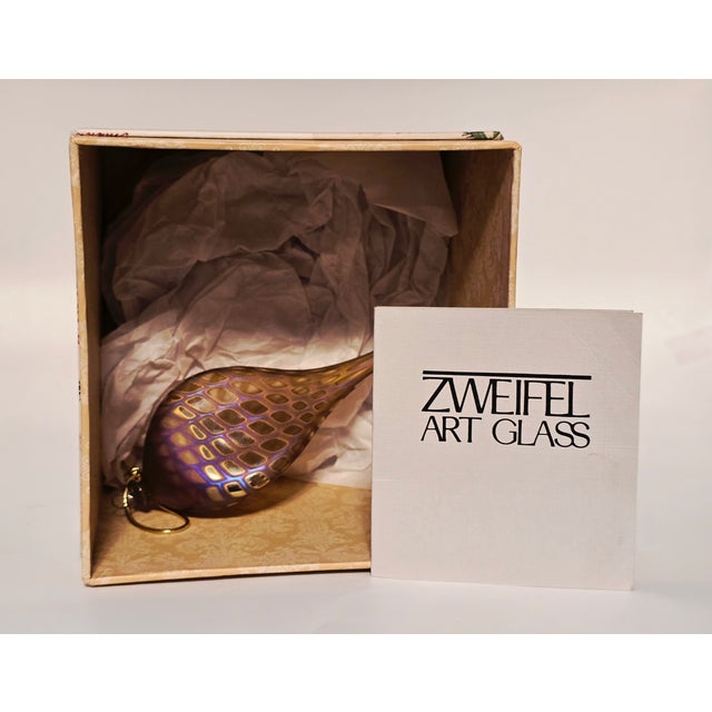 Early 20th Century Signed Zweifel Art Glass Iridescent Teardrop Ornament For Sale - Image 10 of 12